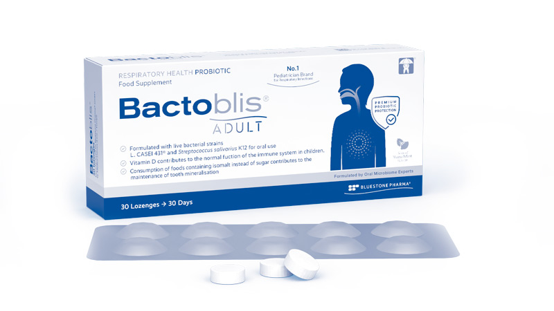 Bactoblis Adult lozenge packaging 3D image
